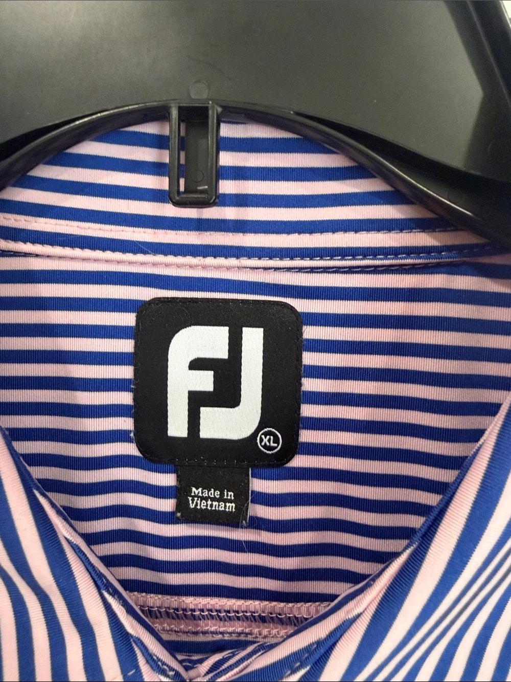 FootJoy Blue and Pink Striped Golf Polo - Picture 3 of 5